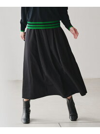 エステルメモリータフタ キャザースカート ICB アイシービー スカート ロング・マキシスカート ブラック グリーン【送料無料】[Rakuten Fashion]