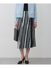 ランダムストライププリント ストレートスカート ICB L アイシービー スカート ロング・マキシスカート ホワイト【送料無料】[Rakuten Fashion]