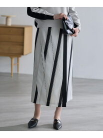 ランダムストライププリント ストレートスカート ICB アイシービー スカート ロング・マキシスカート ホワイト【送料無料】[Rakuten Fashion]