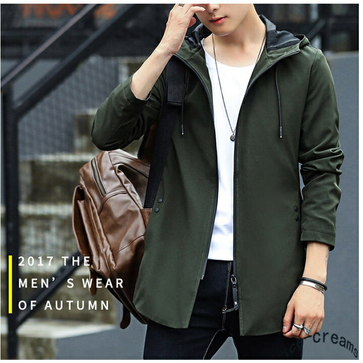 楽天市場 カジュアルジャケット メンズ アウター ブルゾン アウトドア コート 軽量 フード付き パーカー 紳士用 通勤 無地 防風 細身 長袖 春 秋 おしゃれ ロングコート Ice Cream