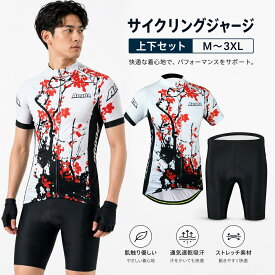 （翌日出荷）サイクルジャージ 上下セット 半袖ウエア サイクリング用 ロードバイク ウェア 自転車ウェア 夏用サイクルジャージ 半袖 サイクルウエア ビブパンツ 自転車 送料無料 レディース メンズ 吸汗速乾