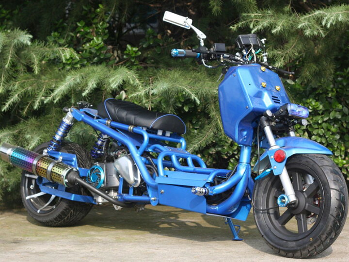 楽天市場 Icebearフルカスタム50ccバイク ロングホイールベース 特注扁平タイヤ50cc二輪 原付バイクマッドドッグカスタムhl50kzbl Icebear