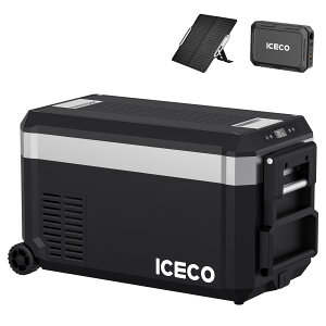 ICECO JP30ProS ポータブル冷蔵庫+バッテリー+ソーラーパネル セット 30L -20℃〜20℃ 5年品質保証 急速冷凍 車載冷蔵庫 静音 3WAY電源対応 DC12V/24V AC100V 家 車中泊 アウトドア キャンプ 防災避難 アイ