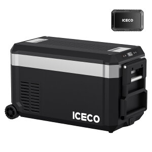 ICECO JP30ProS ポータブル冷蔵庫+バッテリー セット 30L -20℃〜20℃ 5年品質保証 急速冷凍 車載冷蔵庫 静音 3WAY電源対応 DC12V/24V AC100V 家 車中泊 アウトドア キャンプ 防災避難 アイスコ