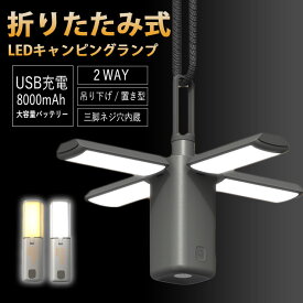 折り畳み式 LED キャンピング ランプ ランタン LEDライト 調光 調色 白色 暖色 USB 充電式 大容量 モバイルバッテリー 懐中電灯 防災 非常時 停電グッズ キャンプ 釣り アウトドア 折りたたみ式 コンパクト 吊り下げ式 置き型 持ち運び コードレス