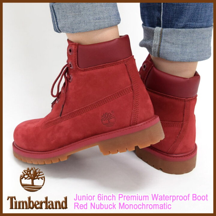 楽天市場 日本正規品 ティンバーランド Timberland ブーツ キッズモデル レディース対応サイズ ジュニア 6インチ プレミアム ウォータープルーフ Red Nubuck Monochromatic A13hv Junior 6inch Premium Boot レッド 赤 ヌバック 防水 女性用 レディース靴 Ice