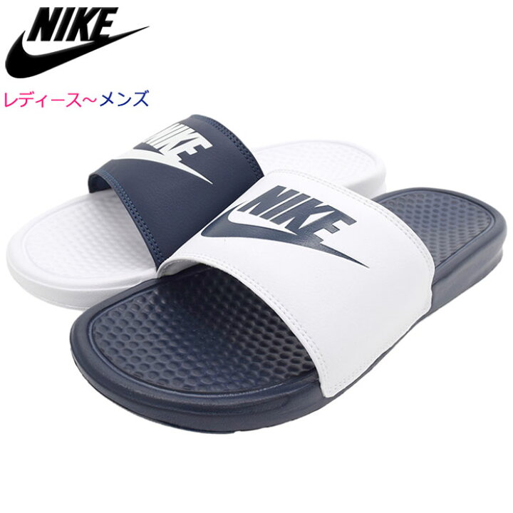 楽天市場 ナイキ Nike サンダル レディース メンズ ベナッシ Jdi ミスマッチ Midnight Navy White Nike Benassi Jdi Mismatch 左右非対称 色違い アシンメトリー シャワーサンダル スポーツサンダル ネイビー 紺 Sandal Mens 靴 410 Ice Field アイス