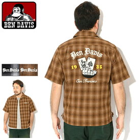 ベンデイビス BEN DAVIS シャツ 半袖 メンズ カード EMB プレイド オープン カラー ( BENDAVIS T-25580035 Cards EMB Plaid Open Collar S/S Shirt オープンカラーシャツ トップス ベン デイビス ベン・デイビス ベンデービス )