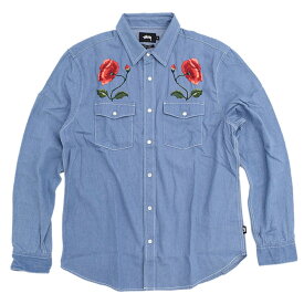 ステューシー STUSSY シャツ 長袖 メンズ Poppy Denim ( stussy shirt デニム カジュアルシャツ トップス メンズ・男性用 111952 USAモデル 正規 品 ストゥーシー スチューシー ) ice field icefield