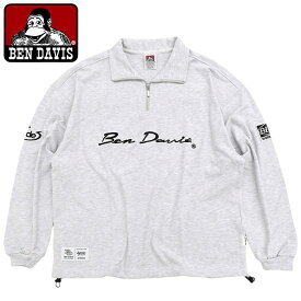 ベンデイビス BEN DAVIS カットソー 長袖 メンズ ブラッシュド ハーフ ジップ ( BENDAVIS C-23780041 Brushed Half Zip ティーシャツ T-SHIRTS トップス ロンT ロング ロンティー 長袖Tシャツ ベン デイビス ベン・デイビス ベンデービス ) ice field icefield