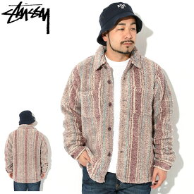 ステューシー STUSSY ジャケット メンズ Stripe Sherpa Shirt ( stussy JKT シャツジャケット シェルパ フリースジャケット FLEECE JACKET アウター ジャンパー・ブルゾン メンズ・男性用 1110197 USAモデル 正規 品 ストゥーシー スチューシー )