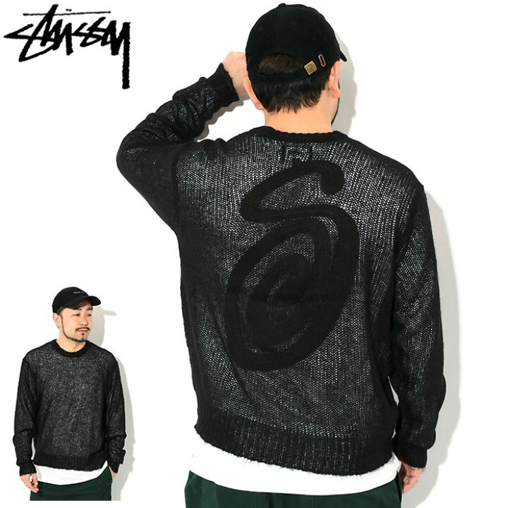 STUSSY◇ニット・セーター(薄手)/M/ポリエステル/BLK/無地/115652 