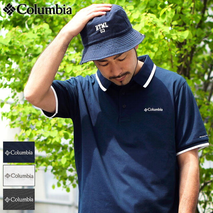 Columbia コロンビア　半袖ポロシャツ　ライン　夏　ピンク　メンズ　L