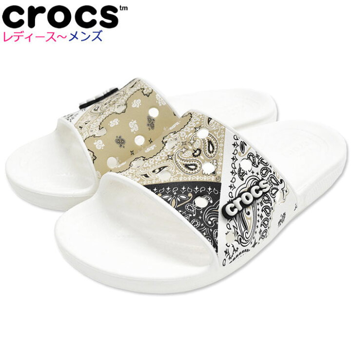 楽天市場 クロックス Crocs サンダル レディース メンズ クラシック クロックス バンダナ スライド Crocs Classic Crocs Bandana Slide Unisex ユニセックス シャワーサンダル スポーツサンダル Sandal Ladies Mens 靴 シューズ Shoes 8064 Ice Field Icefield