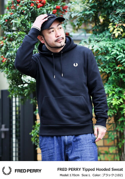 FRED PERRY 別注 フードロゴ刺繍スウェットパーカー FRED PERRY（フレッドペリー） パーカー 別注 フードロゴ刺繍