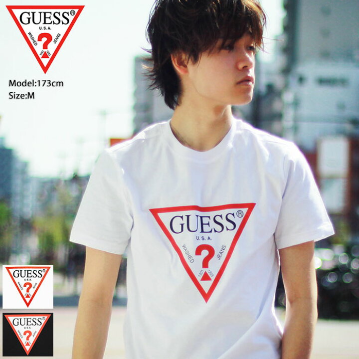 楽天市場】ゲス GUESS Tシャツ 半袖 メンズ トライアングル ロゴ 