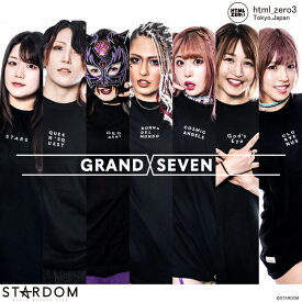 HTML ZERO3×STARDOM スターダム コラボ Tシャツ 半袖 メンズ ( エイチティエムエル ゼロスリー×スターダム Grand Seven S/S Tee STARS Queen's Quest 大江戸隊 Donna del Mondo COSMIC ANGELS God's Eye Club Venus HTML-T609 )[M便 1/1]