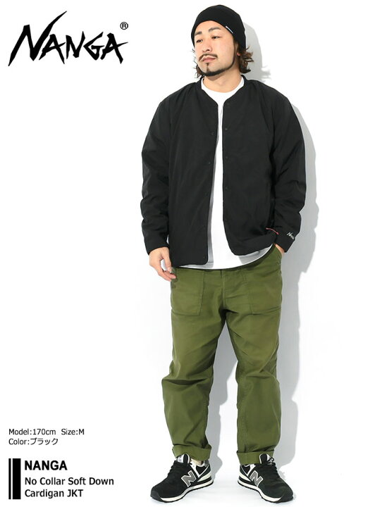 ナンガ NO COLLAR SOFT DOWN CARDIGAN カーキ