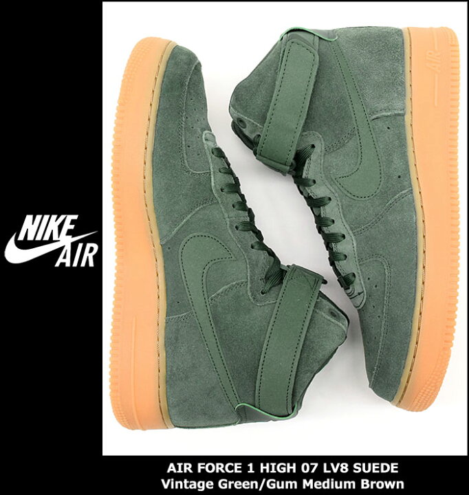Mens Nike Air Force 1 High '07 LV8 Suede Vintage Green Gum Medium