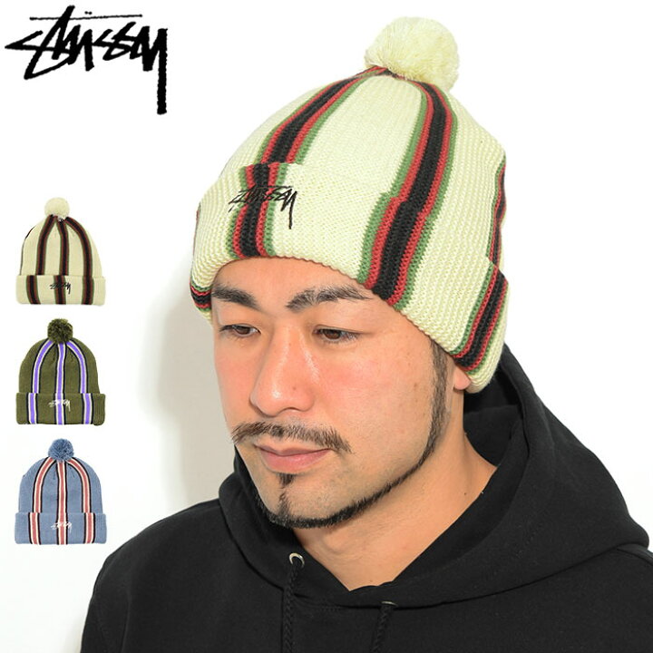 楽天市場】ステューシー STUSSY ニット帽 Striped Pom ( stussy beanie  