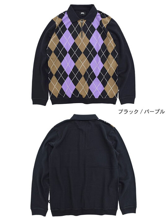 楽天市場】ステューシー STUSSY ポロシャツ 長袖 メンズ Argyle Zip 
