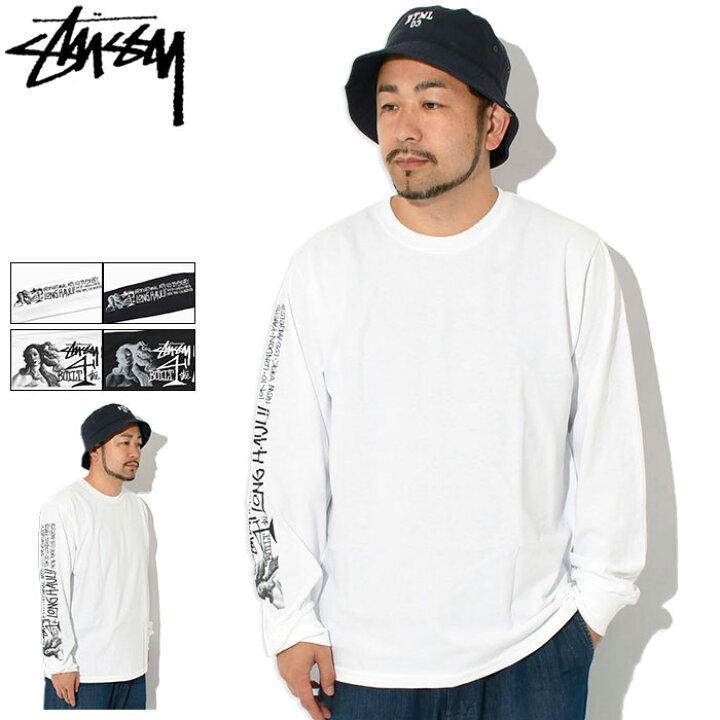 フロントロゴSTUSSYシンプル長袖TシャツSサイズ白ホワイトロンT 