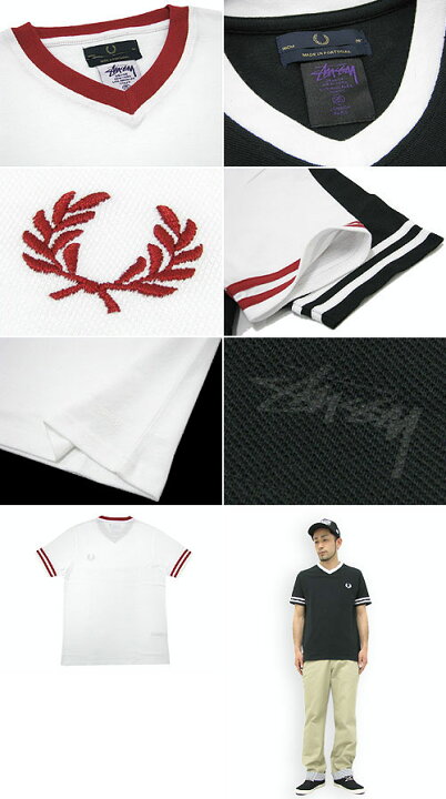 楽天市場】ステューシー STUSSY×FRED PERRY Pique Vネック 半袖 コラボ 