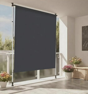 【2025新登場】オーニングテント 縦型巻き上げ式 プライバシースクリーン オーニング 幅150/200cm つっぱり式サンシェード 高さ調節可能 目隠し機能付き 窓・庭用 日除け 雨よけ UVカット