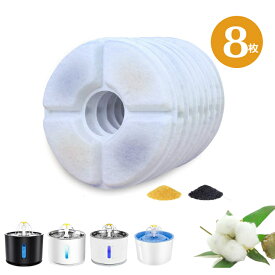 P5倍★8月5日限定10％OFF！軟水化フィルター 8枚セット ペット給水器専用フィルター 丸い自動給水器用フィルター 活性炭フィルター フィルター ピュアクリに対応 猫用 犬用 ペット 水 水飲み 自動給水器 交換用フィルター 抗菌活性炭