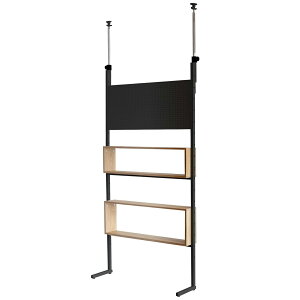 10月30日限定10%OFF!DEWEL つっぱりラック 壁面収納 つっぱり 有孔ボード 幅60 幅90cm ウォールラック 壁面収納 突っ張り棚 高さ194.5-275cm つっぱり棒 棚 省スペース ペグラック付 有孔ボード付