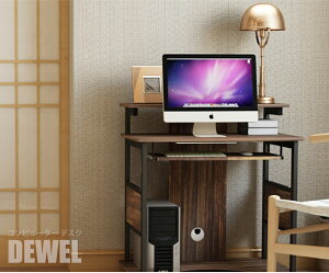P5倍★10月25日限定10%OFF!パソコンデスク ワークデスク 幅80cm DEWEL 奥行き50cm 高さ87cm 360°回転車輪 キーボード棚付き 机 PCデスク オフィスデスク 作業机 ビジネスデスク シンプル