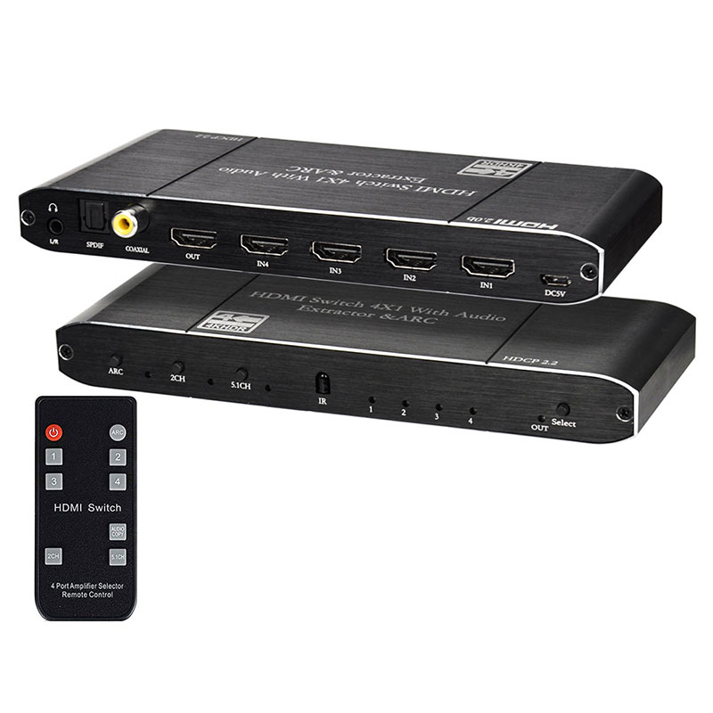 HDMI切替器 4入力1出力 通販 4k 60HZ HDR対応 HDCP2.2 自動切替 音声分離 PS4pro動作確認済み 5.1オーディオ対応 SALE開催中 光ファイバー DTS Dolby