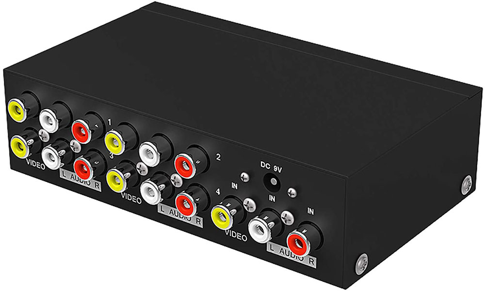 AV分配器 AVスプリッター モニター 分配 同時出力 ES-Tune 3 売り出し オーディオビデオスプリッター 1入力4出力 セール特価 RCA ビデオオーディオ分配器