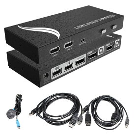 9月15日限定10％OFF♪ES-Tune Displayport KVM切替器 DPスイッチ 4K60HZ 2入力1出力 PC2台用 DP・USBケーブル付属 ホットキー 有線スイッチ 日本語取扱説明書付