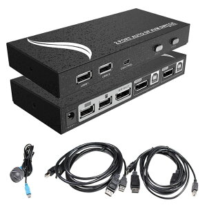 SSP5{UP10OFFIES-Tune Displayport KVMؑ֊ DPXCb` 4K60HZ 21o PC2p DPEUSBP[ut zbgL[ LXCb` {戵t