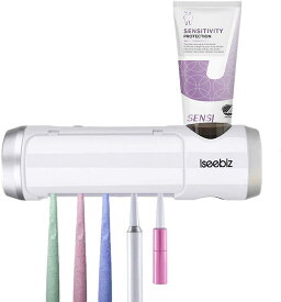 【LINE友達限定5％OFF】歯ブラシ除菌器 UV紫外線 USB充電式 壁掛け Iseebiz 収納ケース 歯磨き粉載せ場あり ひげ剃り ホルダー 超静音 家庭用 5本対応 母の日