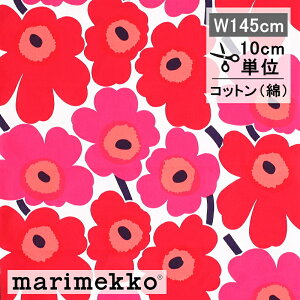 マリメッコ 生地 ピエニウニッコ レッド ピンク No.1 カット販売 145cm巾 10cm単位 切り売り marimekko ファブリック 布 PIENI UNIKKO 2 赤 白 北欧 おしゃれ かわいい 手芸 手作り フィンランド 花柄