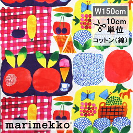 マリメッコ marimekko 生地 ケサトリ レッド パープル イエロー No.101 カット販売 145cm巾 10cm単位 切り売り ファブリック 布 KESATORI サマーマーケット 北欧 おしゃれ かわいい 手芸 フィンランド フルーツ 復刻 2025 新作 日本限定 布