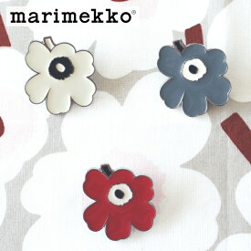 マリメッコ marimekko ピンバッチ 単品 中 ウニッコ ホワイト ＆ レッド ＆ グレー UNIKKO プレゼント おしゃれ ギフト 結婚祝い 花柄 白 赤 灰色 小物 雑貨
