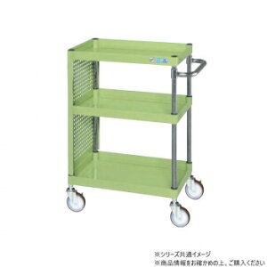 サカエ CSパールワゴン中量タイプ 全面パンチングパネル付 グリーン CSP-7583ZPNU【同梱・代引き不可】