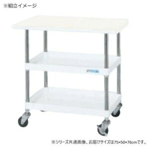 サカエ CSパールワゴン軽量タイプ 天板付2段 パールホワイト CSP-7572LVW【同梱・代引き不可】