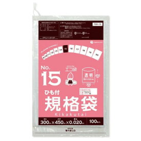 【当選確率1/2！最大100%ポイントバック】 ECO TAI　エコ袋　No.15　ひも付規格袋 FBH-15 透明 100枚×40冊【同梱・代引き不可】