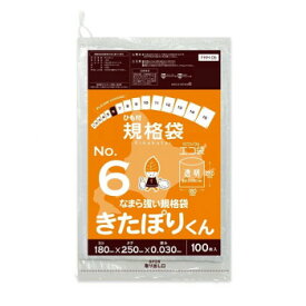 【当選確率1/2！最大100%ポイントバック】 ひも付規格袋　No.6　なまら強い規格袋きたぽりくん FHH-06 透明 100枚×60冊【同梱・代引き不可】