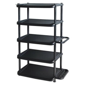 吉川国工業所　シューズラックワイド5段　BK・ブラック【同梱・代引き不可】