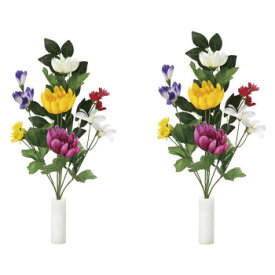 フェイクグリーン 仏花造花 1対セット ホルダー付き WP-239【同梱・代引き不可】