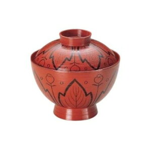 福井クラフト 高京型吸物椀 朱刷毛目吉野 33604400【同梱・代引き不可】