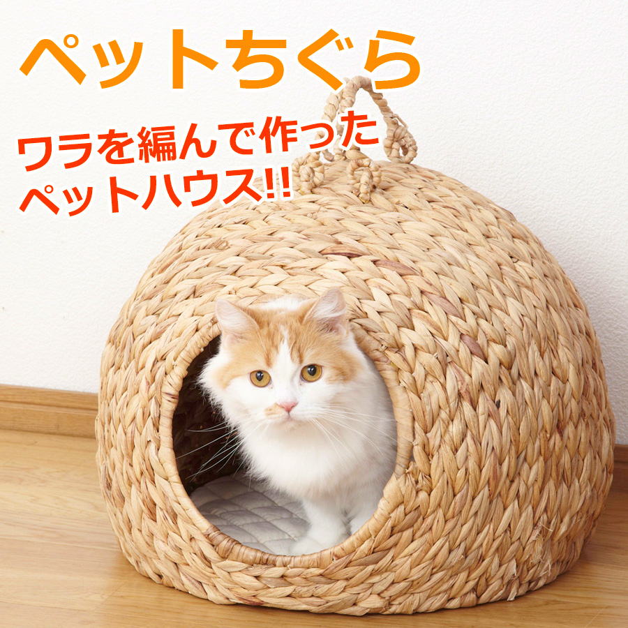 楽天市場】猫ちぐら 大型 ワラを編んで作ったペットハウス ネコちぐら
