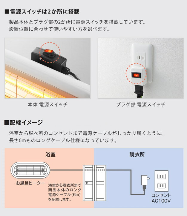 楽天市場】お風呂ヒーター 家庭用 速暖 防水 お風呂用 ヒーター 吊り 