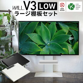 テレビ台 ロータイプ+棚板ラージサイズ 2点セット 32~80v対応 グッドデザイン賞受賞 WALLインテリアテレビスタンドV3 壁寄せテレビ台 テレビボード TVスタンド 背面収納 コード収納 ホワイト 白 ブラック 黒 ウォールナット ブラウン EQUALS イコールズ