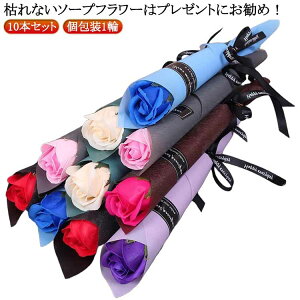 10本セット 敬老の日ギフト 一輪 枯れない花 花束 ギフト 2025 ソープフラワー 個包装1輪 プレゼント 一本 景品 敬老の日 一本 パーティー 誕生日 謝恩会 退職 お礼 1本 一輪 バラ イベント お返